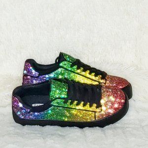 Diamond Queen Rainbow Rhinestone Platform Sneakers